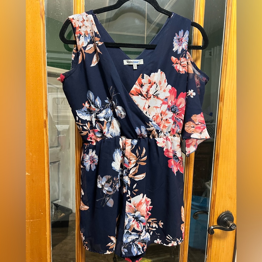 Bailey Blue Navy Floral One Shoulder Dress